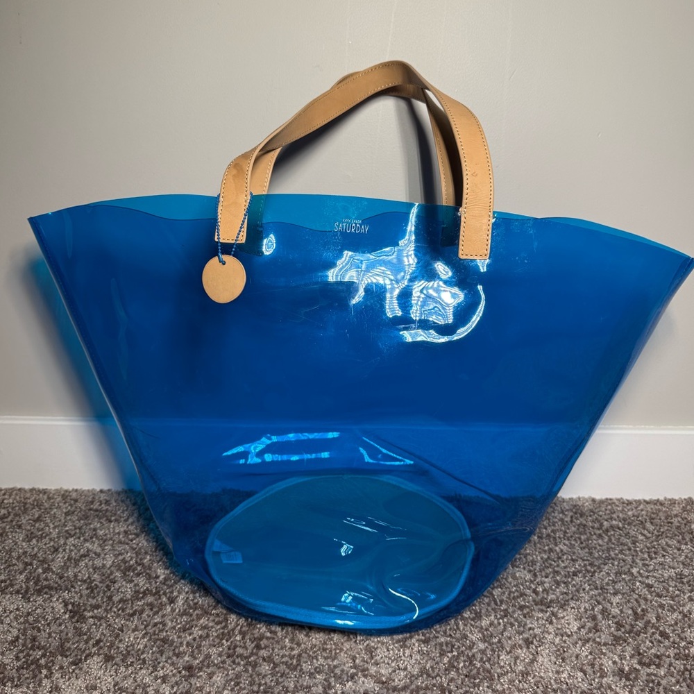 Kate Spade Saturday Blue Transparent See Through Beach Tote Bag Rare